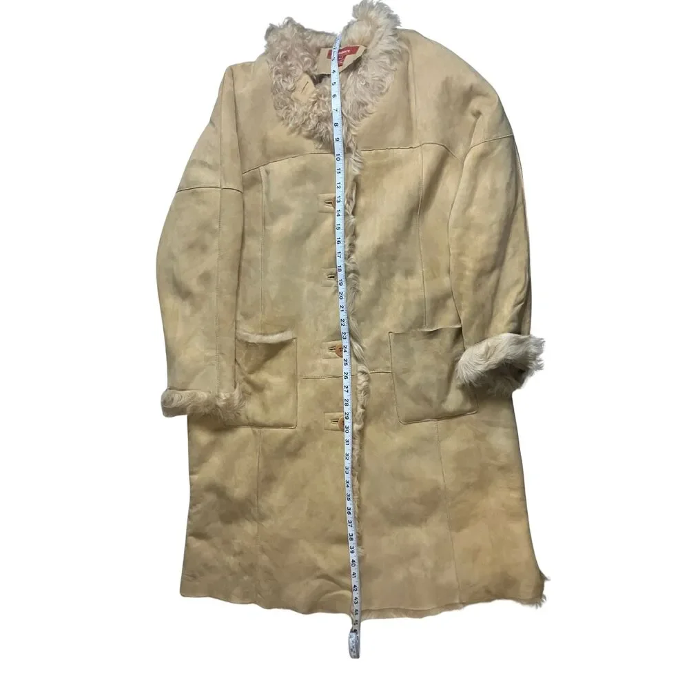 Sundance Suede Shearling Coat Beige Bohemian Button Front Size XL - Picture 6 of 14